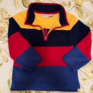 Talbots Kids 1/4 Zip Fleece Pullover Blue/Red/Yellow Kids size 4